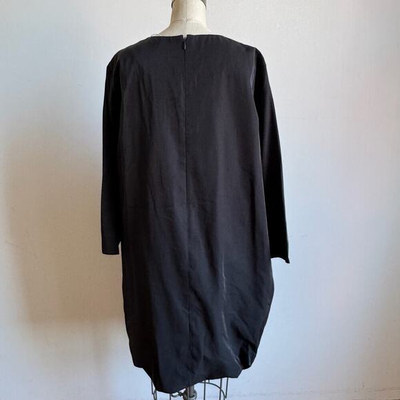 NWT COS Black Asymmetric Gathered Hem Long Sleeve Dress - Picture 4 of 11